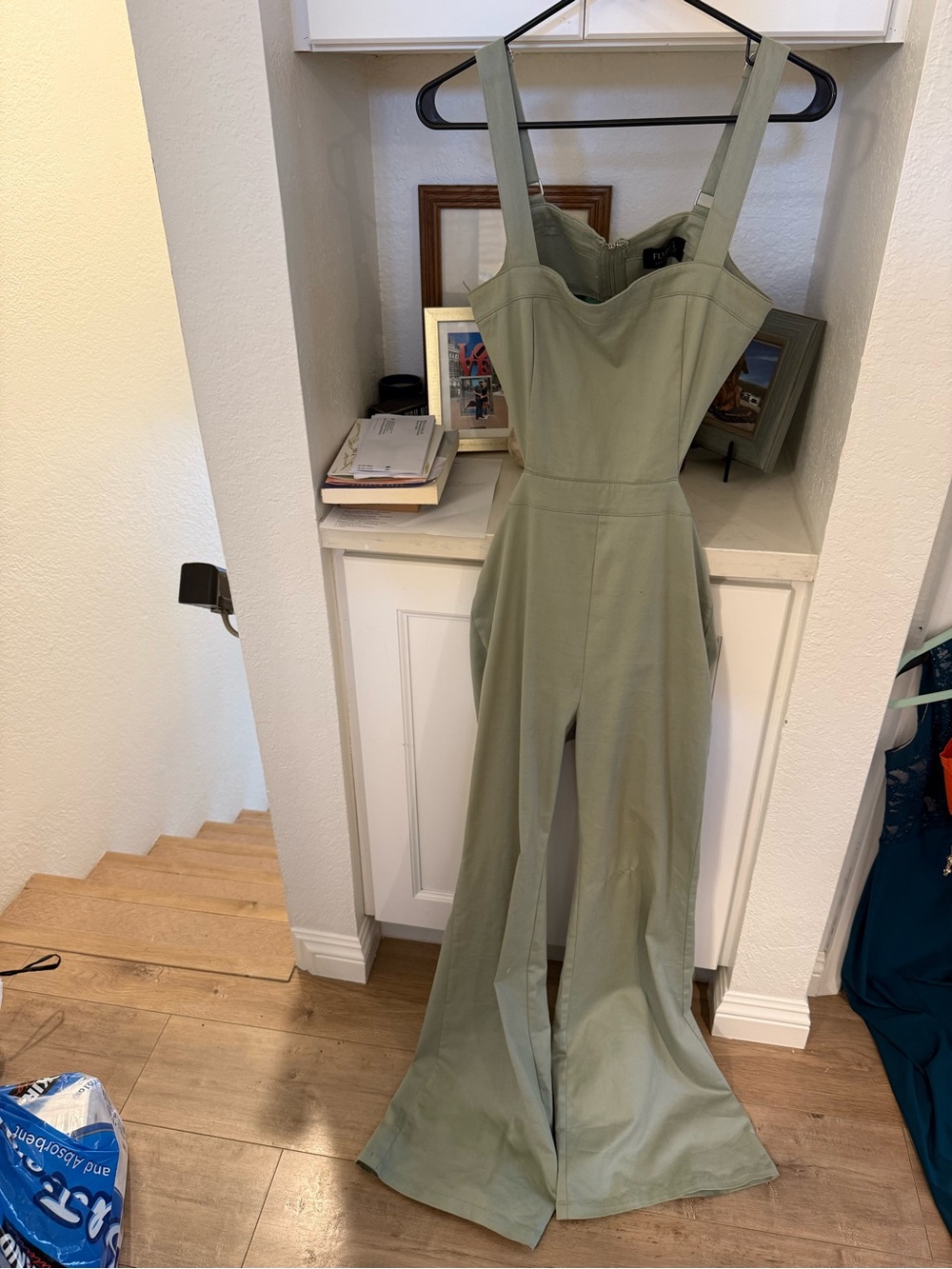 Flying Tomato Sage Green Wide-Leg Jumpsuit with Straps